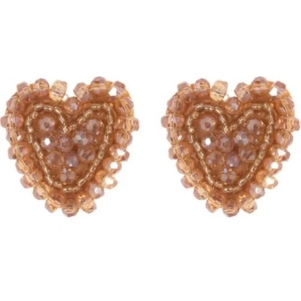 BaubleBar Heart-Shaped Beaded Stud Earrings - Pink